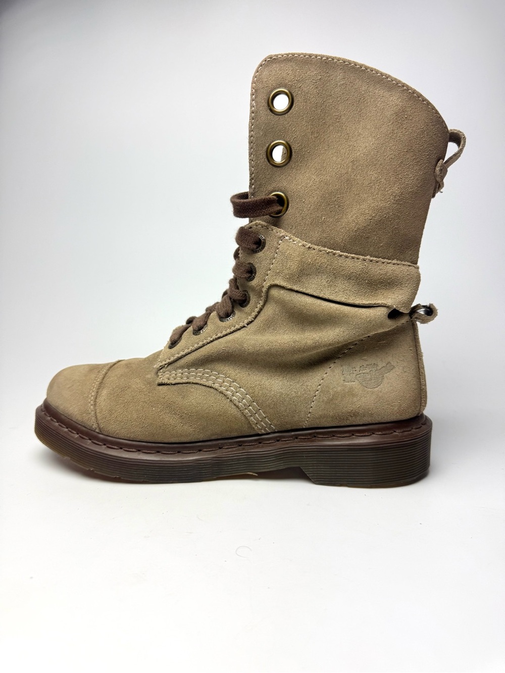 Dr. Martens Suede Fold Down Floral Lined Combat Boots Women’s Size 8.5 Rare